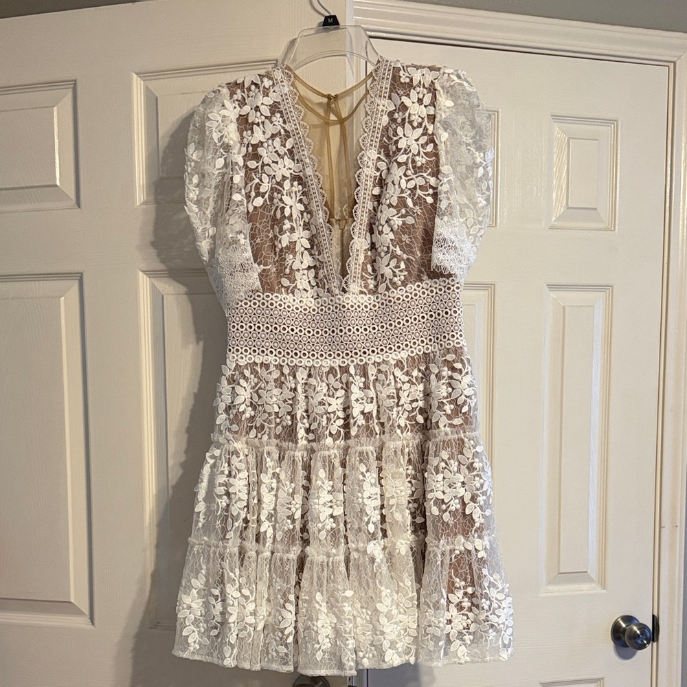 Bronx and Banco White Lace Mini Dress - Picture 13 of 16